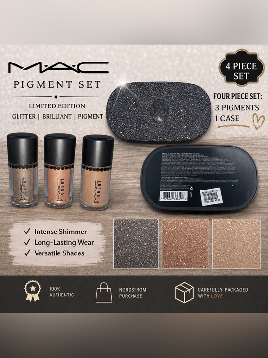 MAC Cosmetics Other - MAC Cosmetics Eyeshadow Pigment Set - Champagne, Rose Gold, Bronze